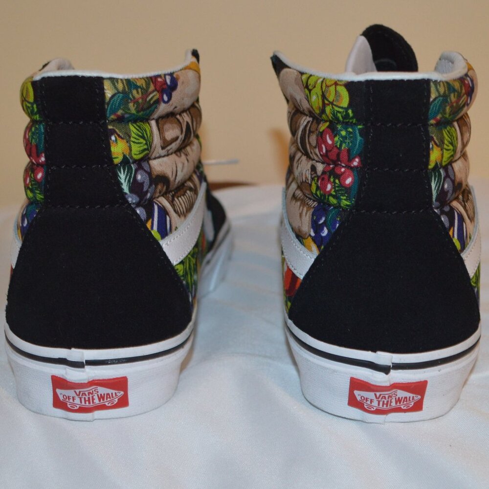 NWT Vans 7.5 Men's 9 Women's Sk8-Hi Skater Shoes Skull Fruit - Picture 5 of 8